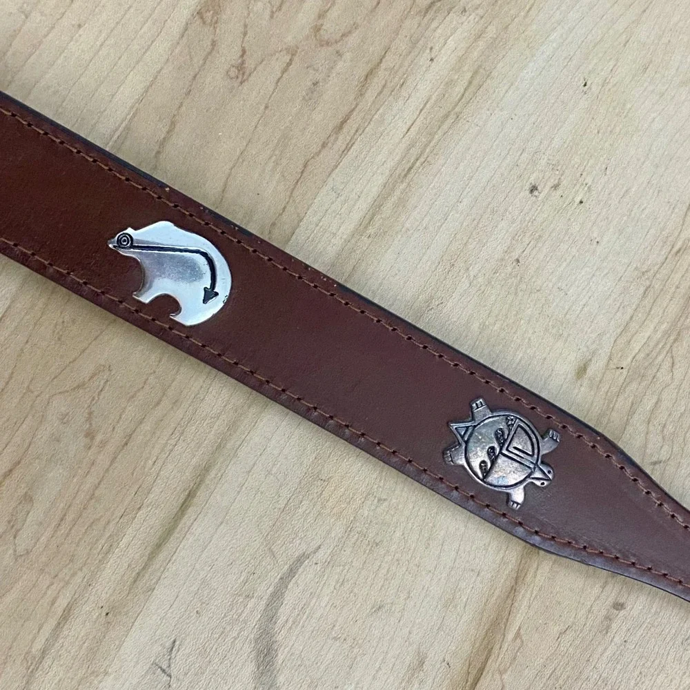 Appaloosa Leather Goods Durango Brown Leather Concho Animal Belt Sz 36 Handmade